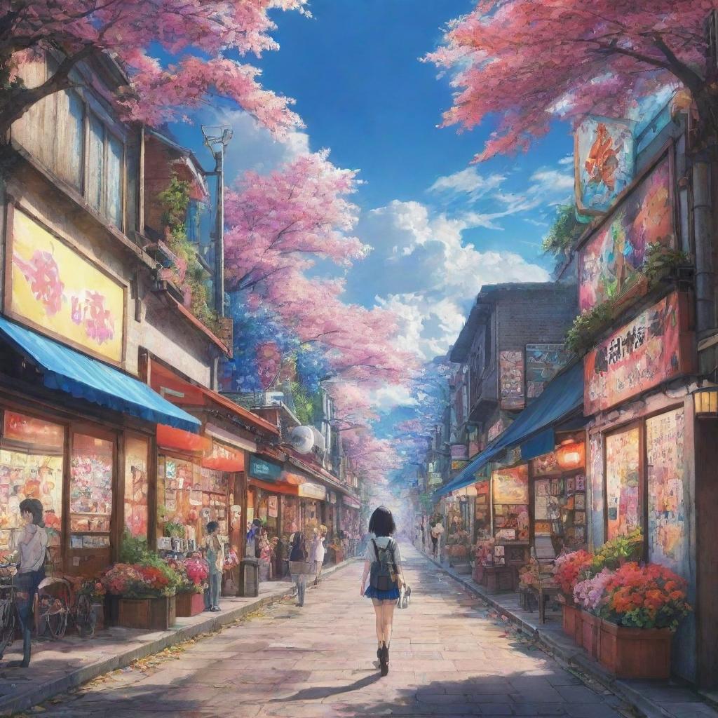 High resolution anime inspired wallpaper. The image should capture the immersive world of anime, with vibrant, colorful characters and beautifully detailed backgrounds.