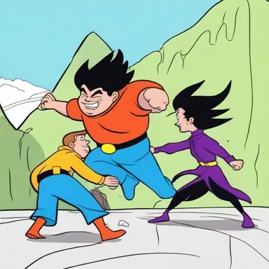 In the cartoon episode, the hero narrowly escapes the villain's trap by a hair's-breadth.