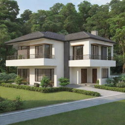 An elegant, lush housing named 'Waistara Inwoner', showcasing beautiful houses with well-manicured lawns and scenic surroundings showcasing natural beauty.