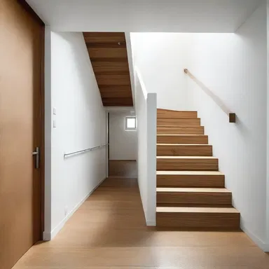 The architect designed the narrow staircase with a hair's-breadth between each step to create a unique visual effect.