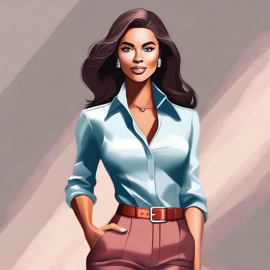 A high-quality digital art image featuring a confident woman