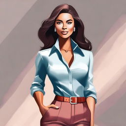 A high-quality digital art image featuring a confident woman