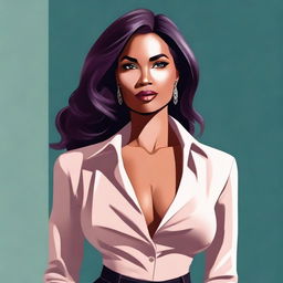 A high-quality digital art image featuring a confident woman