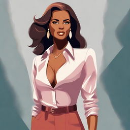 A high-quality digital art image featuring a confident woman