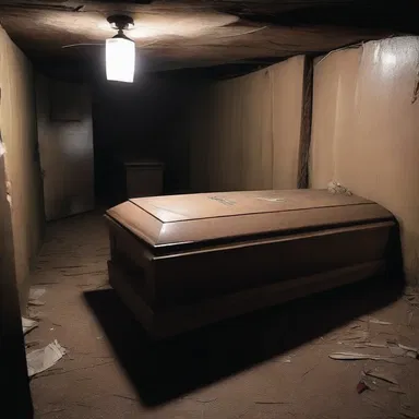 The mortician's dark and eerie basement was filled with mysterious coffins and haunting whispers.