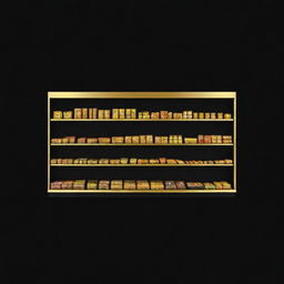 A minimalist, iconic representation of a golden supermarket on a black background