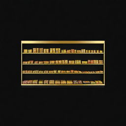 A minimalist, iconic representation of a golden supermarket on a black background