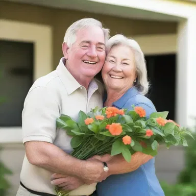 Despite his deep mysophobia, John overcame his fear and joyfully embraced his partner after she came home from a long day of gardening.