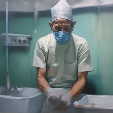 The painting beautifully portrays the mysophobia experienced by the artist, as he meticulously depicts clean and sterile environments in his artwork.