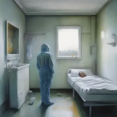 The painting beautifully portrays the mysophobia experienced by the artist, as he meticulously depicts clean and sterile environments in his artwork.