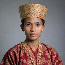 A respectful portrait of an Indonesian individual in traditional clothing