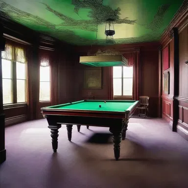The snooker table in the haunted mansion was said to be cursed, causing anyone who played a game of pool on it to suffer from supernatural phenomena.