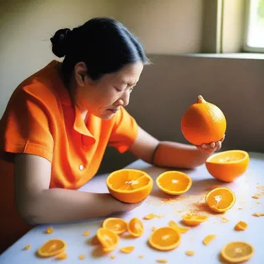 As she peeled the temple orange, she realized the segments were pulsating with tiny worms.