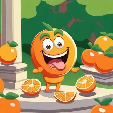 In the cartoon, the character was eating a juicy temple orange for a quick snack.