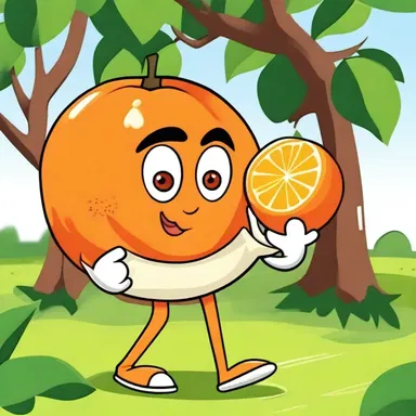 In the cartoon, the character was eating a juicy temple orange for a quick snack.