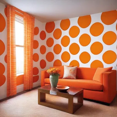The vibrant color of temple oranges was used as inspiration for the walls of the modern interior design.