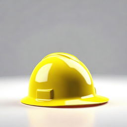 This is a high-quality, realistic digital art image of a yellow construction helmet viewed from the side