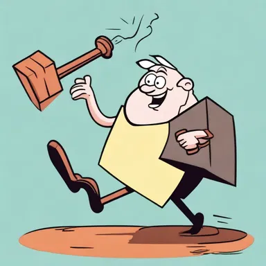 The character dumbly tries to catch a falling anvil, only to be squashed.