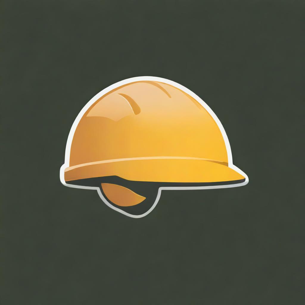 A digital art image of a logo featuring a detailed yellow construction helmet viewed from the side