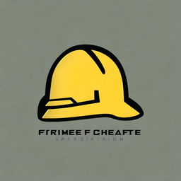 A digital art image of a logo featuring a detailed yellow construction helmet viewed from the side