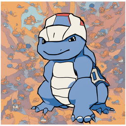 A high-quality digital art image featuring a Wojak character with characteristics of the Pokemon, Blastoise