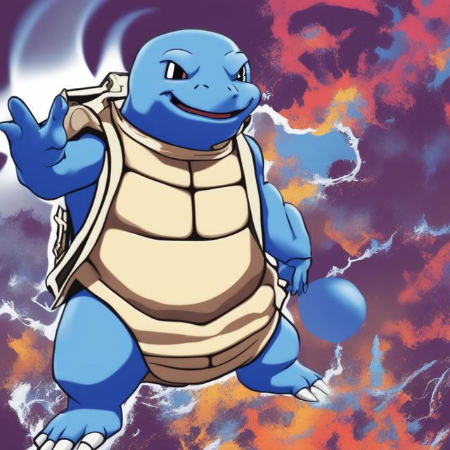 A high-quality digital art image featuring a Wojak character with characteristics of the Pokemon, Blastoise