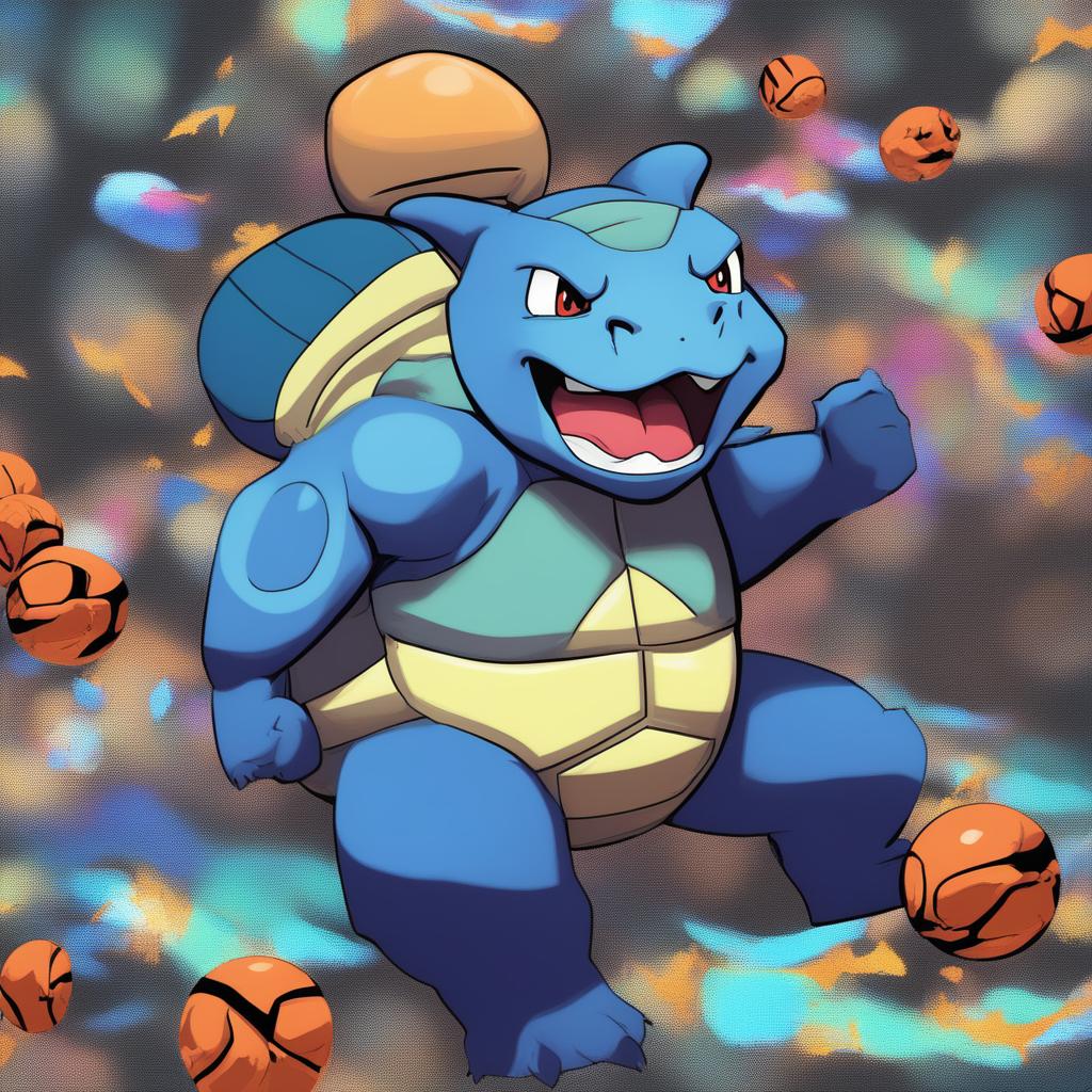 A digital art image combining a Wojak character and the Pokemon, Blastoise