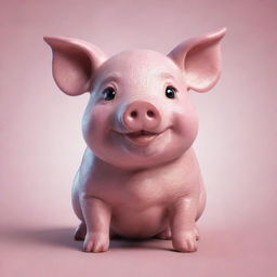 A cute, friendly pig with shiny skin. It has the name 'TOMI' stylishly painted on its side in vibrant colors.