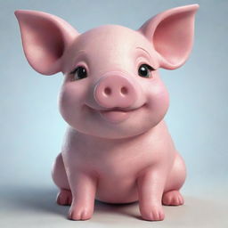 A cute, friendly pig with shiny skin. It has the name 'TOMI' stylishly painted on its side in vibrant colors.