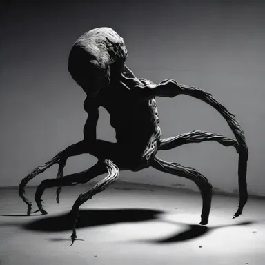 The ungainly creature emerged from the shadows, its limbs twisted and contorted in unnatural ways.