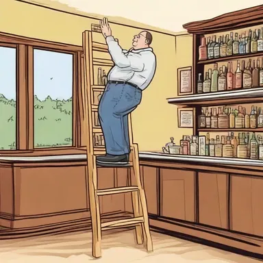 Why did the ungainly man bring a ladder to the bar? Because he heard the drinks were on the house!