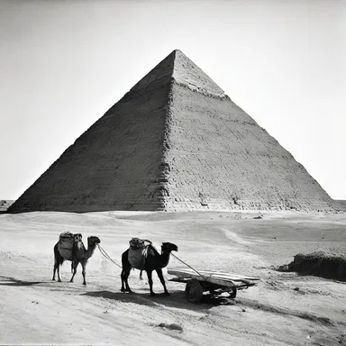 During the construction of the Pyramids of Giza, the massive stone blocks were transported using ungainly methods such as sledges and ramps.