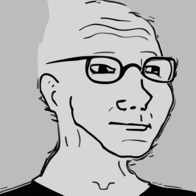 A high-quality digital art image of Sam Altman, depicted in the simplistic and monochromatic style of the Wojak meme, complete with his real-life attire and glasses