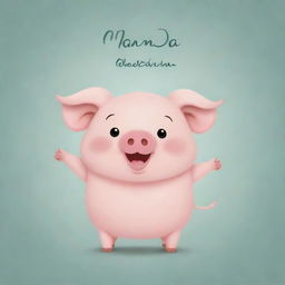 A cute and happy pig with the words 'NANDA OKTAVIA' neatly written on it's side