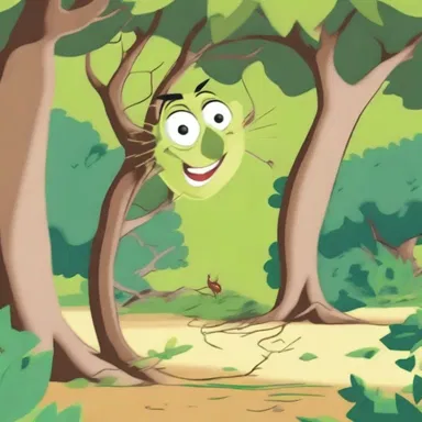 In the cartoon, the character accidentally stumbled into a briary bush, resulting in a comical scene of tangled limbs and thorny mishaps.