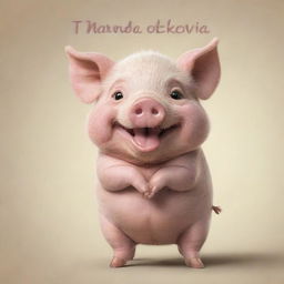 A cute and happy pig with the words 'NANDA OKTAVIA' neatly written on it's side