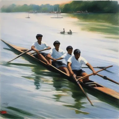 The famous painting depicts a group of rowers engaged in a repechage race, capturing the intensity and determination on their faces as they compete for a spot in the final.