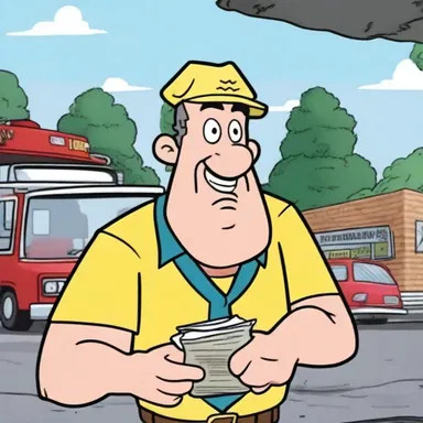In the animated series, the tollman is portrayed as a funny character collecting tolls in a comical way.