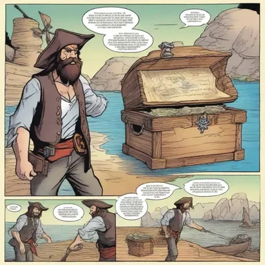 In the comic book series, the protagonist discovers a hidden treasure map hidden in the slop chest of a pirate ship.