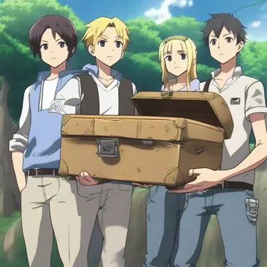 In the anime show, the crew members embark on a quest to find a rare artifact that is rumored to be available in the slop chest.