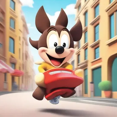 The cartoon character's breathtaking speed left everyone in awe.