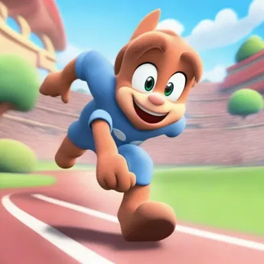 The cartoon character's breathtaking speed left everyone in awe.
