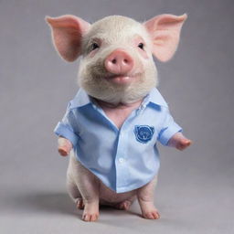 A cute pig wearing a stylish shirt emblazoned with the logo 'NANDA'.