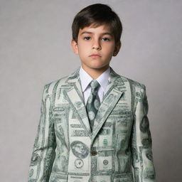 A 15 year boy wearing old money suit