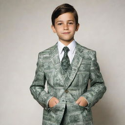 A 15 year boy wearing old money suit