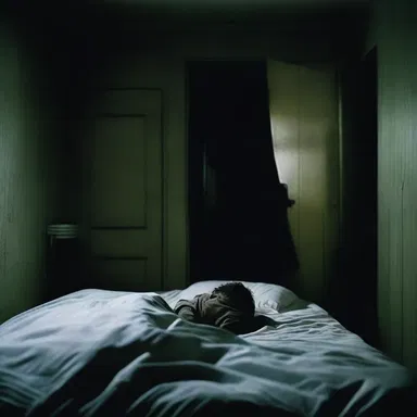 In the horror movie, the protagonist woke up in a pitch-black room, feeling smothered by an unseen presence.