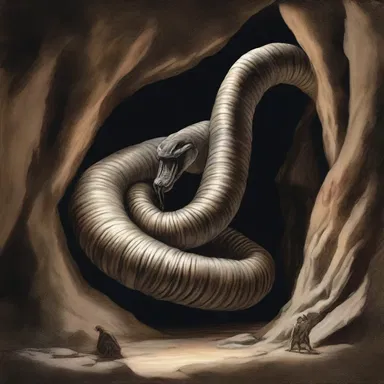 The cave was smothered by the giant serpent's coils.
