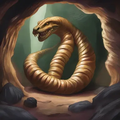 The cave was smothered by the giant serpent's coils.