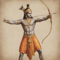 Shri Ram, a prominent deity in Hindu mythology, depicted with his bow and arrow