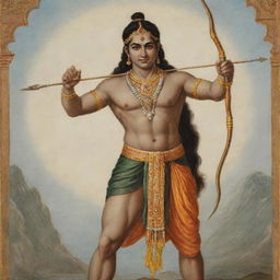 Shri Ram, a prominent deity in Hindu mythology, depicted with his bow and arrow